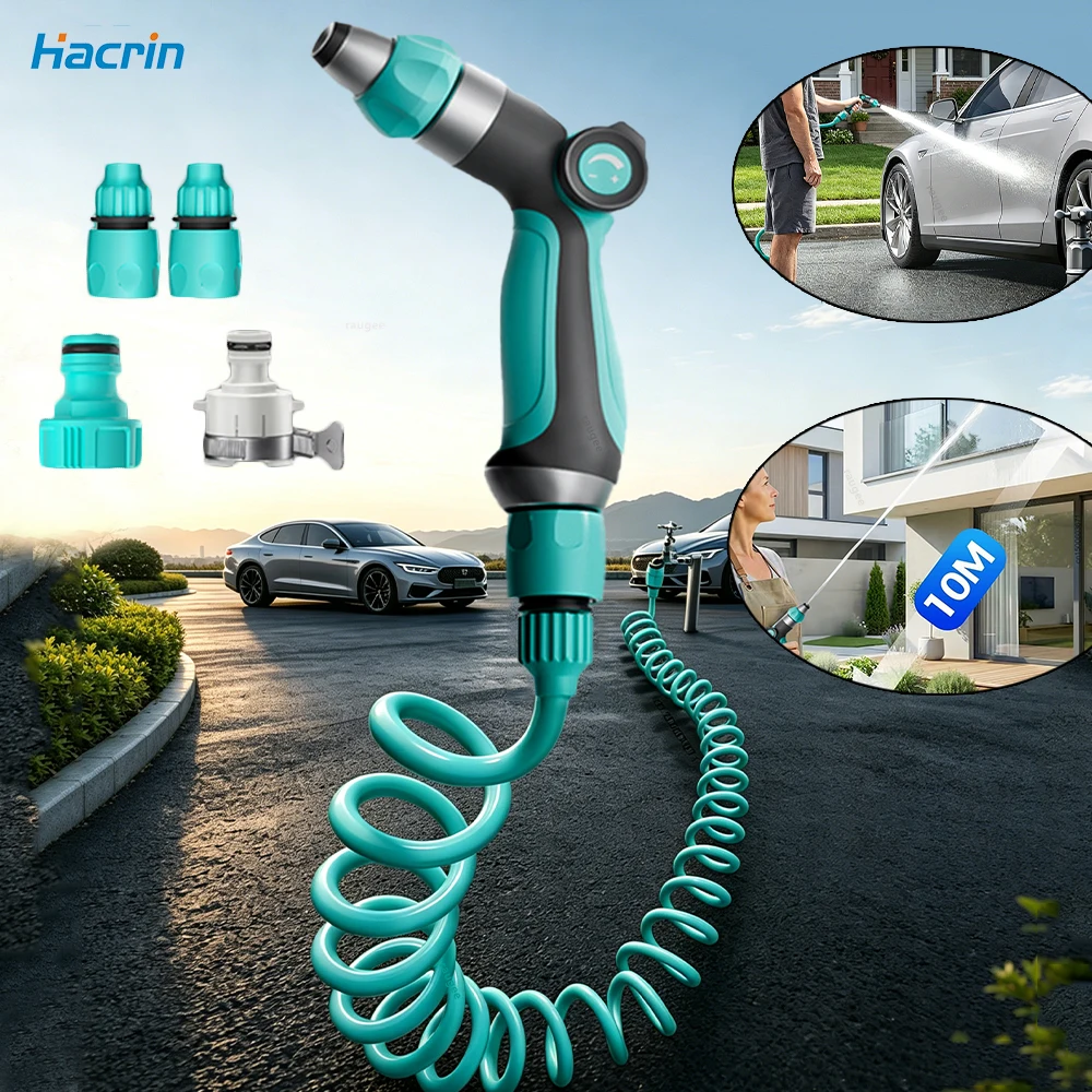 Pistola ad Alta Pressione per Lavaggio Auto con Tubo Telescopico, Ugello per Tubo da Giardino, Doccia per Pulizia Auto