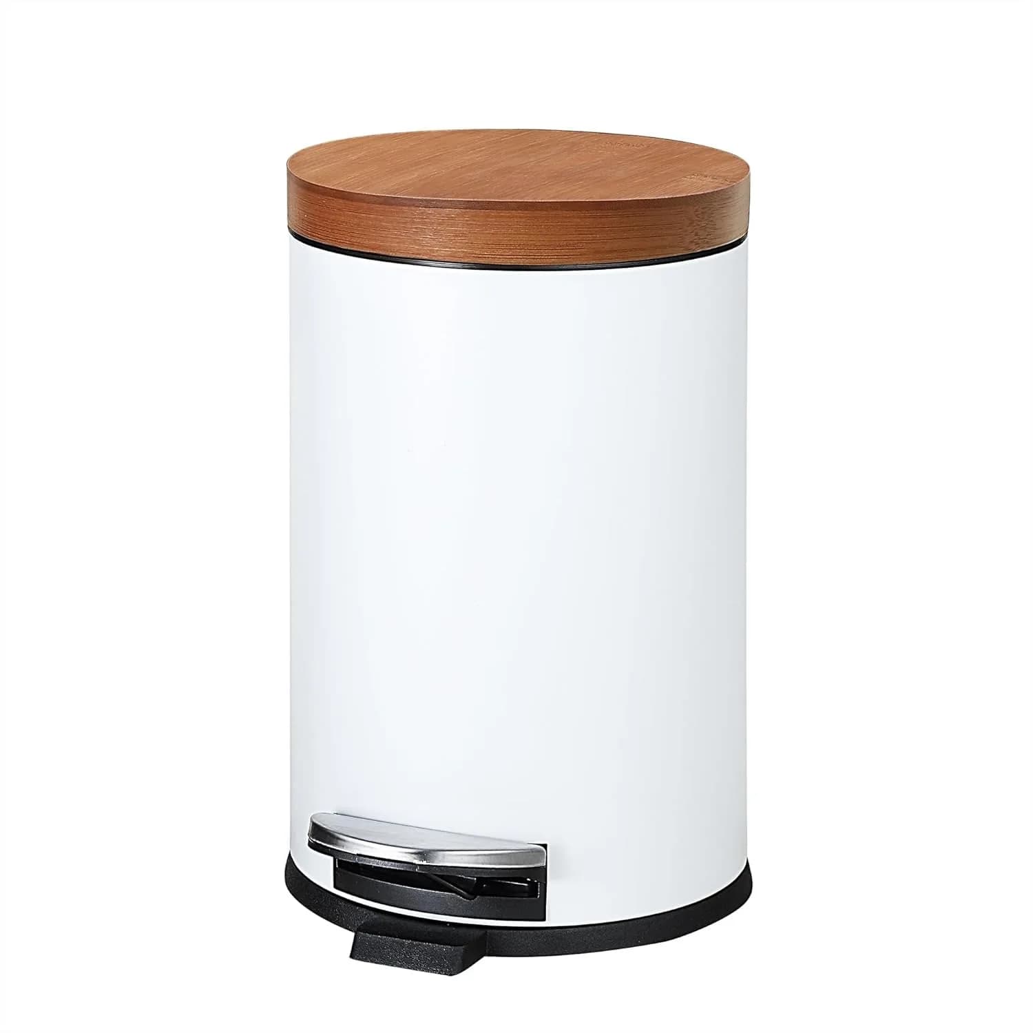 Cestino per Rifiuti da 4,5L con Coperchio a Chiusura Morbida, Bidone con Pedale per Bagno, Cucina, Ufficio, Cestino Rotondo Compatto da 1,2 Galloni