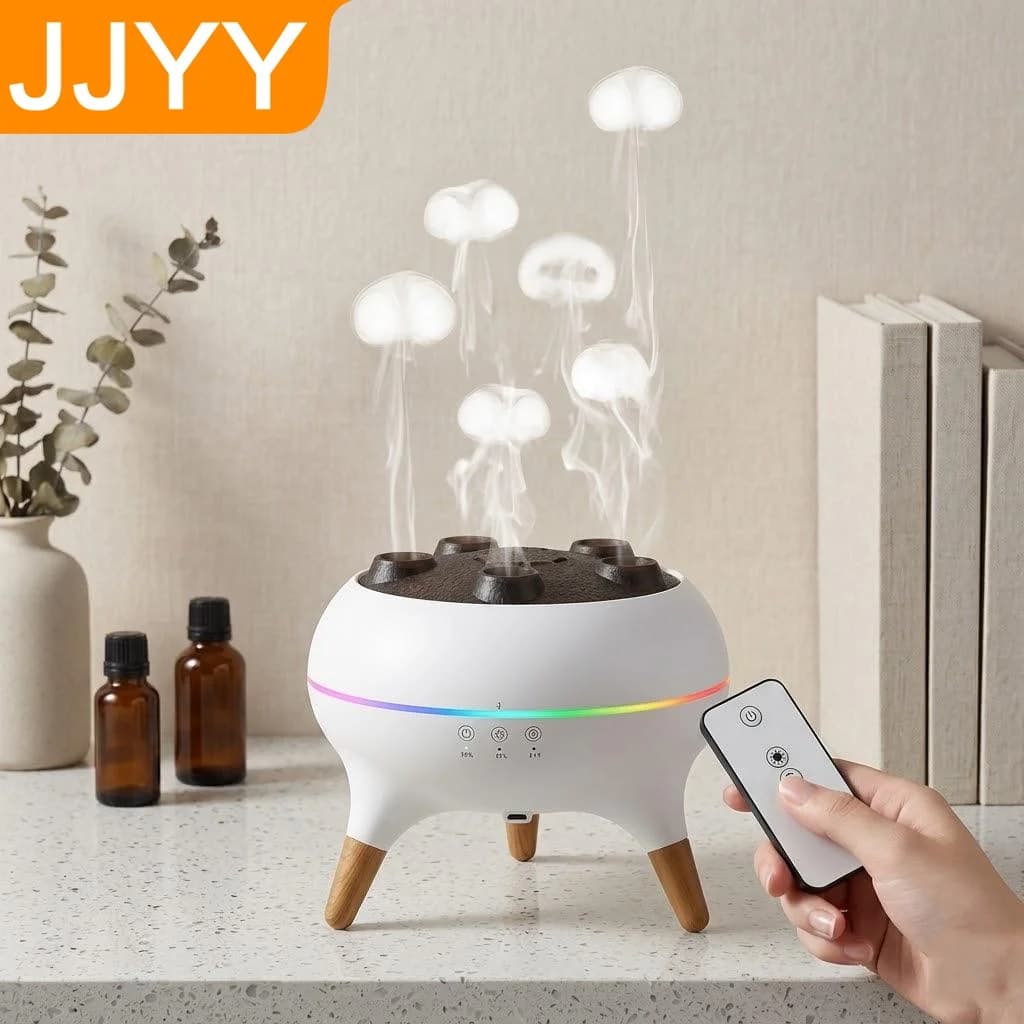 Diffusore di Aromi Silenzioso con Nebulizzatore, Umidificatore per Oli Essenziali con 7 Luci LED, Spegnimento Automatico, Design a Medusa, Decorazione per la Casa