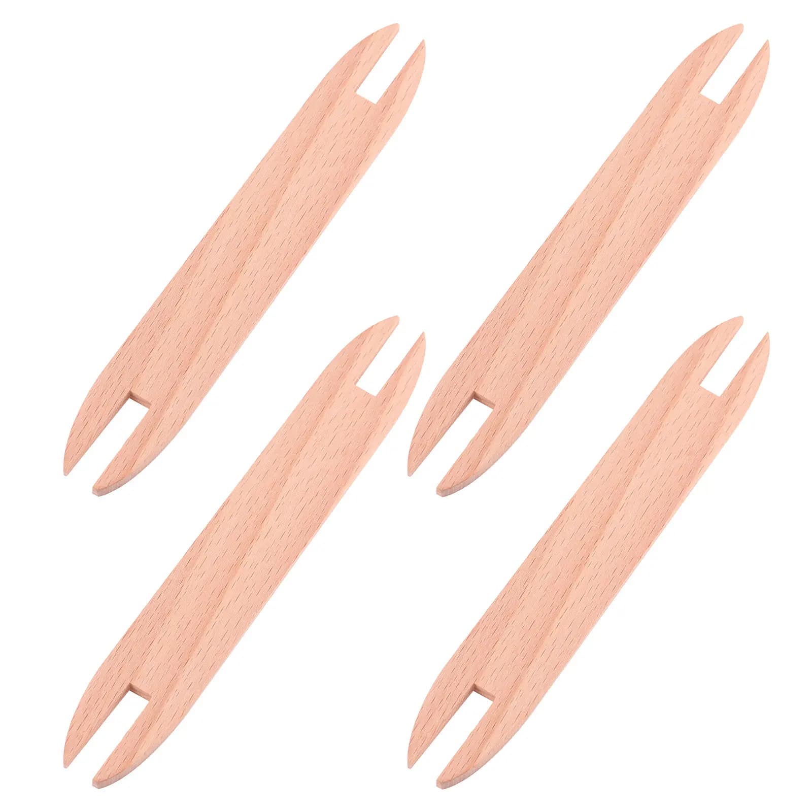 4Pcs Ergonomic Wooden Weaving Shuttle Sticks for Tapestry Weaving Loom Craft Knitting DIY Handmade Scarf Sweater Accessories