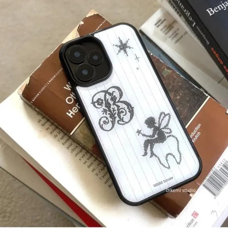 Korean Ins Niche Y2K Pixel Tooth Fairy Cartoon Girl Heart Cute Phone Case For iPhone 17 16 15 14 13 12 11 Pro Max Plus Y2K Cover