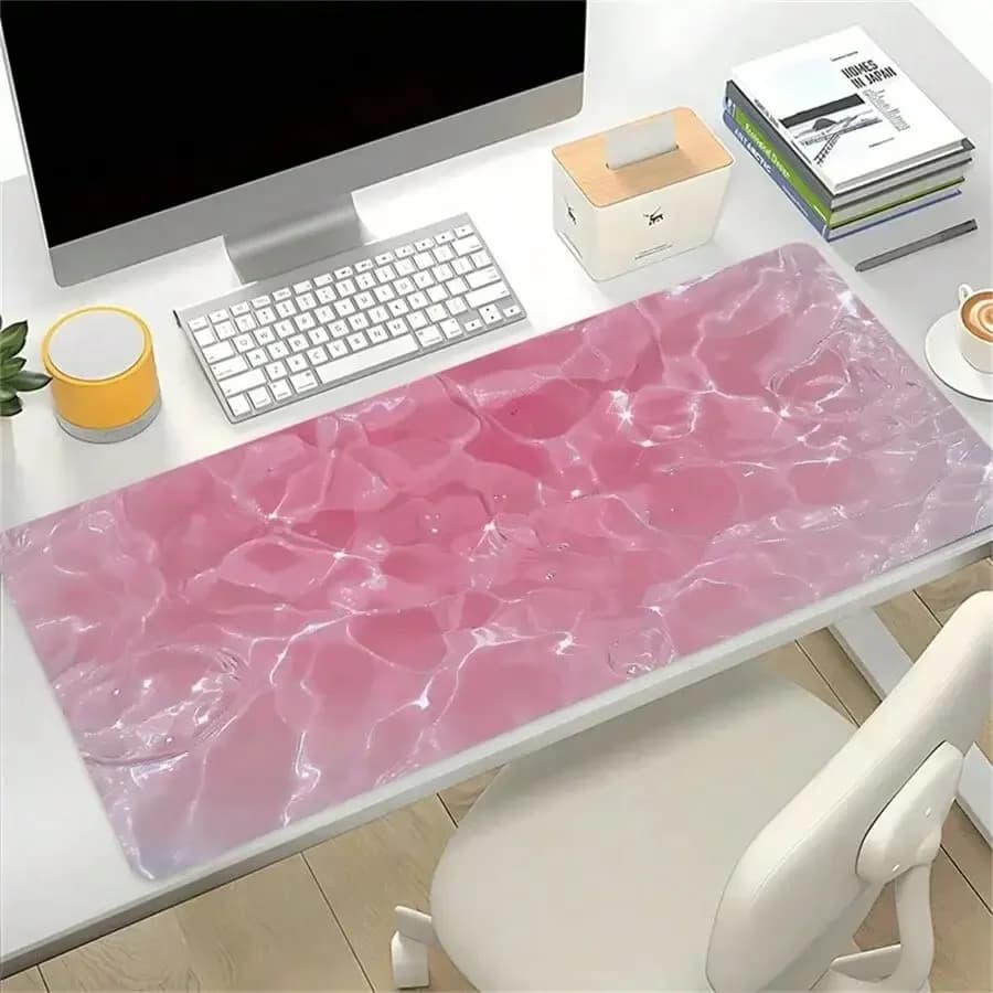 Tappetino per mouse con design a onde d'acqua rosa, tappetino per mouse da gioco di grandi dimensioni, base in gomma oblunga con superficie HD antiscivolo, tappetino da scrivania, regalo ideale per donne e ragazze, tappetino per mouse da gioco per il ritorno a scuola, accessori da scrivania, forniture per ufficio, accessori per scrivania, tappetino per mouse da scrivania