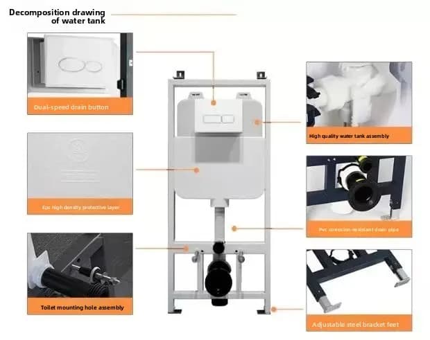 Modern Wall Mounted Concealed Water Tank Toilet in Wall Hanging Bathroom Fixture Hidden Hanging One Piece Wall Hung Toilet