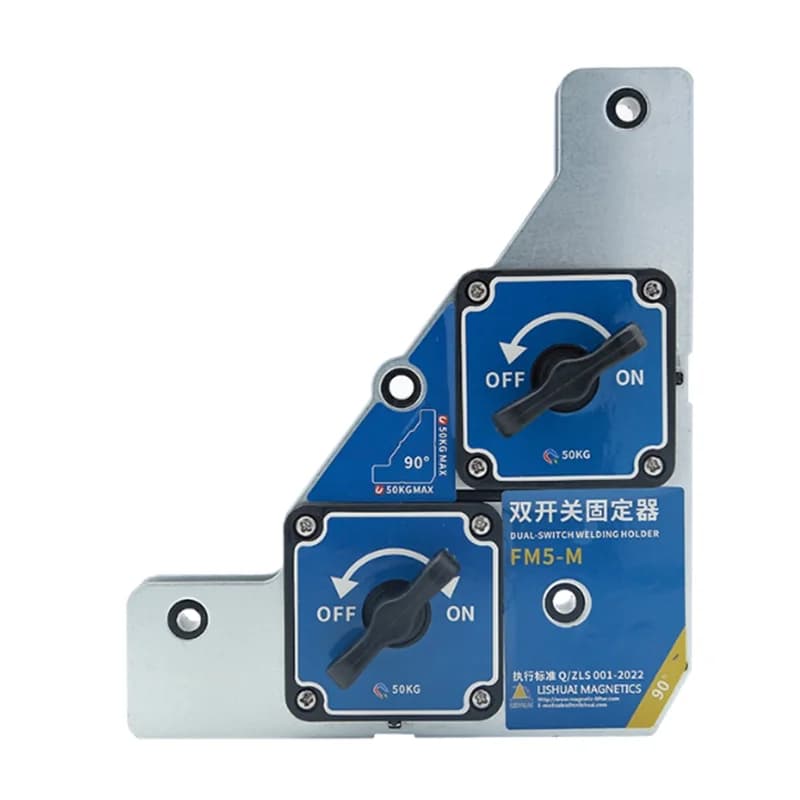 Forte supporto magnetico per saldatura da 50 kg Doppio interruttore 90 ° Morsetto per saldatore con piastra in ferro e acciaio anticorrosione ad alta precisione per apparecchio di saldatura
