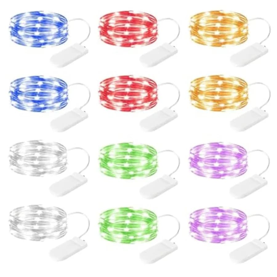 Multi Color Led Fairy Lights Battery Operated String Lights Waterproof Silver Wire 7 Feet 20 Led Firefly Starry Moon Lights for