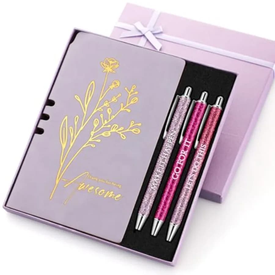 Thank You Gift Set for Graduation End of Year Teacher Appreciation A6 Leather Journal Notebook Pen with Present Box Appreciatio