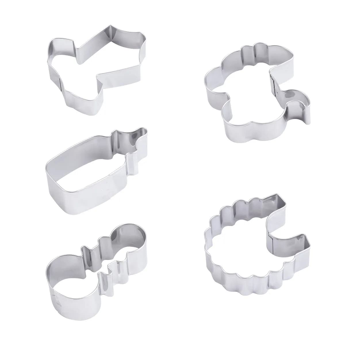 5Pcs Cookie Cutter Set Stainless Steel Baby Shower Biscuit Mold DIY Chocolate Cake Baking Tool Kitchen Eco Friendly Rust