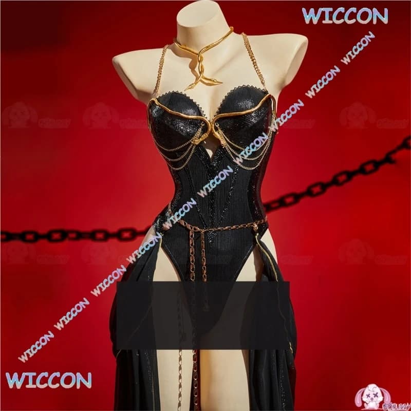 OHaYo/Halloween Mito Gotico Medusa Stile Abbigliamento Regina Cosplay Abito Scuro Abito Donna Sexy Stretto Nero Tutina Costume Mistero