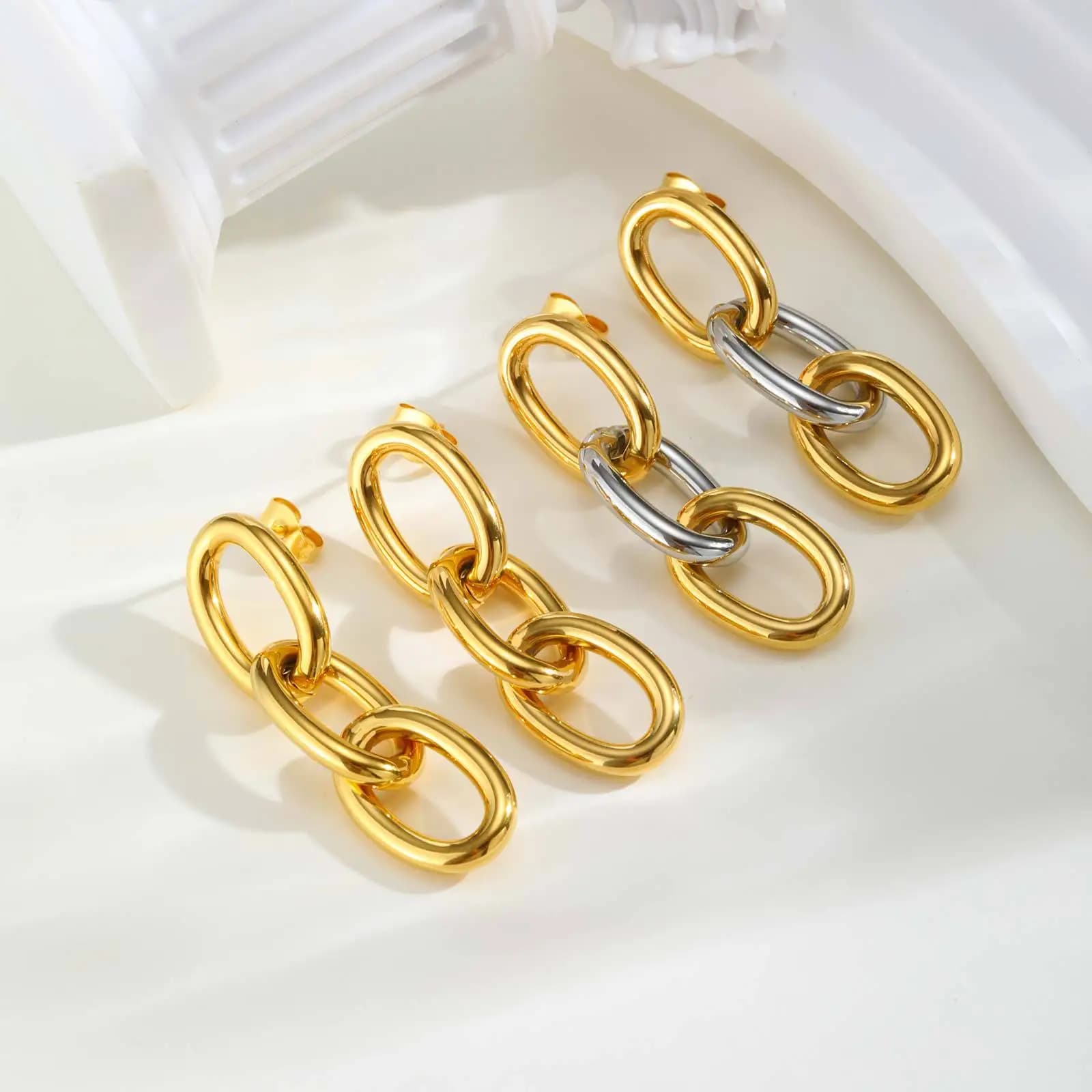 Orecchini pendenti color oro in acciaio inossidabile per gioielli placcati in oro da donna