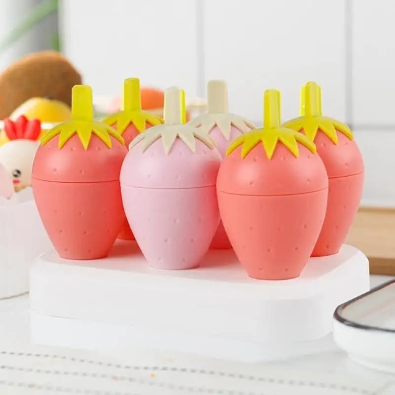 Stampo per gelato in plastica riutilizzabile, fragole e pulcini, regalo antigoccia alla Q5WC