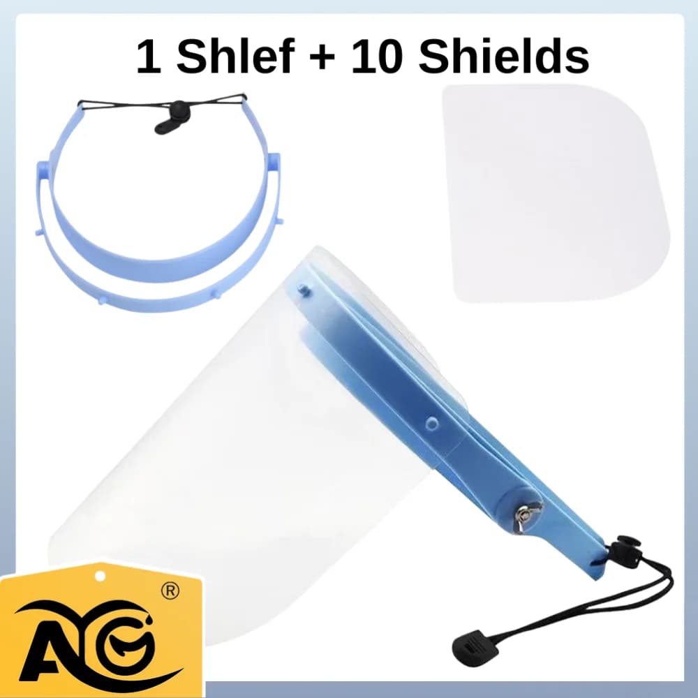 AG Dental Protective Face Dental Face Shield with 10pcs Detachable Face Shield Anti-Fog Dustproof Replacement Covers Dentist