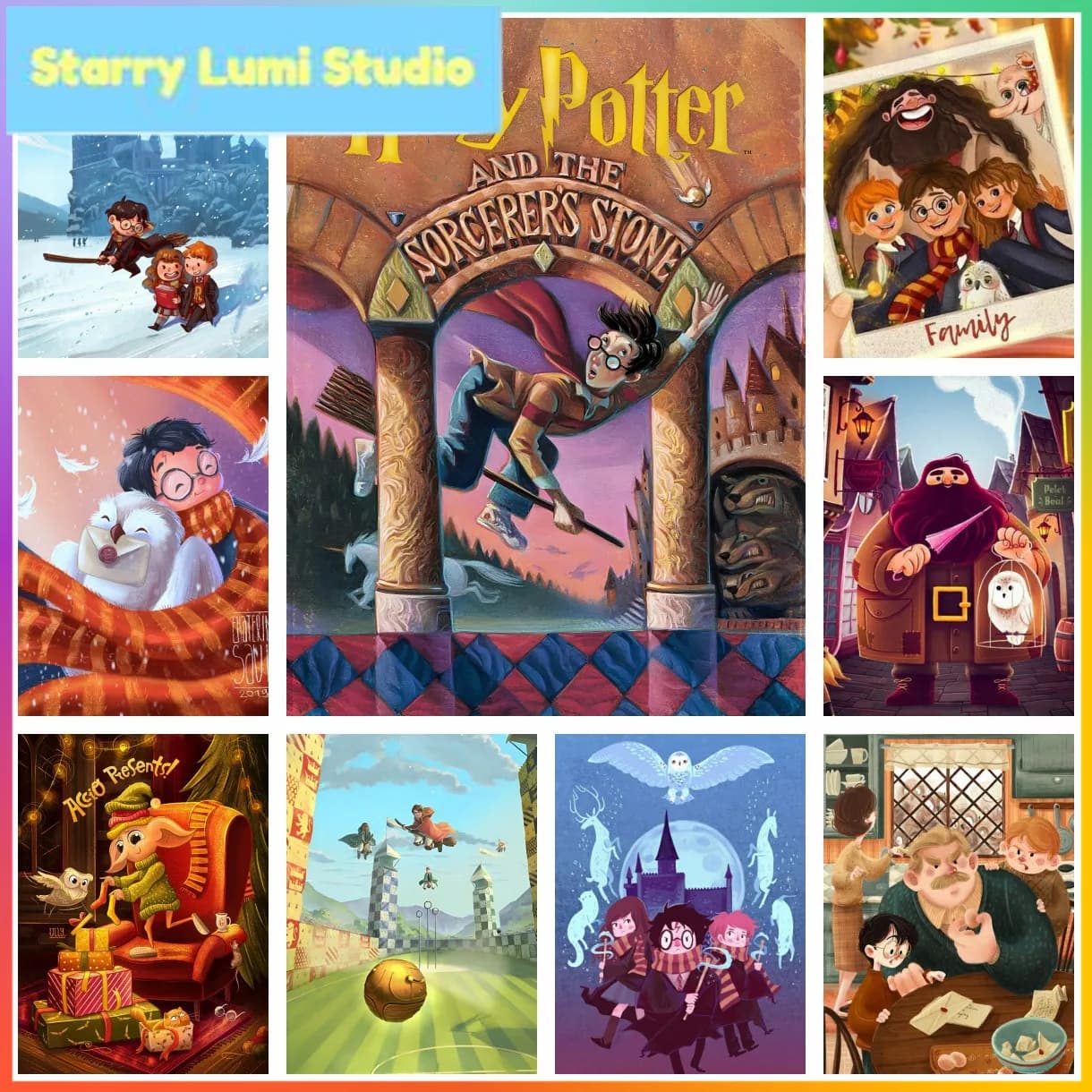 Pittura Diamante 5D Mosaico Cartone Animato Harry Potter, Puzzle su Tela Scuola di Magia, Nuova Creazione Artistica per Coppie