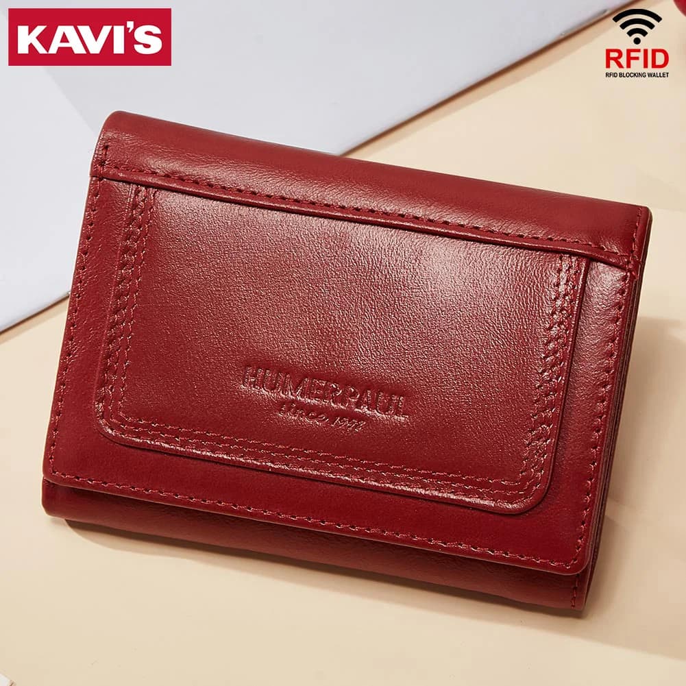 Portafoglio da donna RFID Porta carte di credito in vera pelle con tasca portamonete con cerniera Borse porta soldi con pochette multi-slot sottili