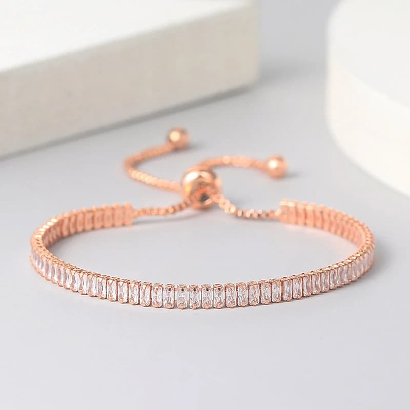 ZHOUYANG Bracciali Per Le Donne 1.5*3mm Sparking Zircone Jewerlly Rosa Color Oro Fatti A Mano Gli Amici del Regalo Sveglio Dei Monili del Commercio All'ingrosso h017