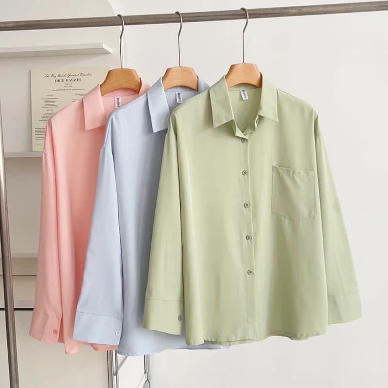 Summer Thin Chiffon Sunscreen Blouse Women Summer Loose Long Sleeve Button Shirts Korean Chic Lazy Style Lapel Tops New