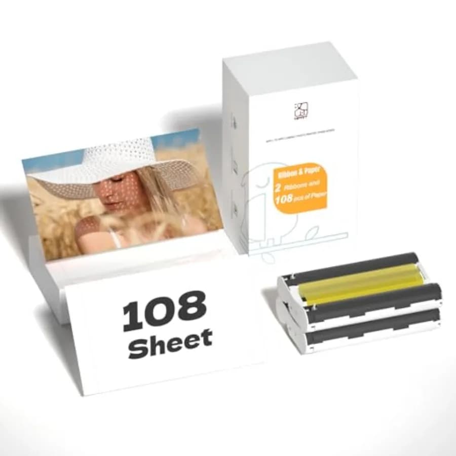 Carta per Stampante Fotografica 4X6 CP4100/CP4000L e 2 Nastri per HPRT CP4100/CP4000L, Stampa Istantanea a Colori su Sublimazione per Telefono e Wi-Fi