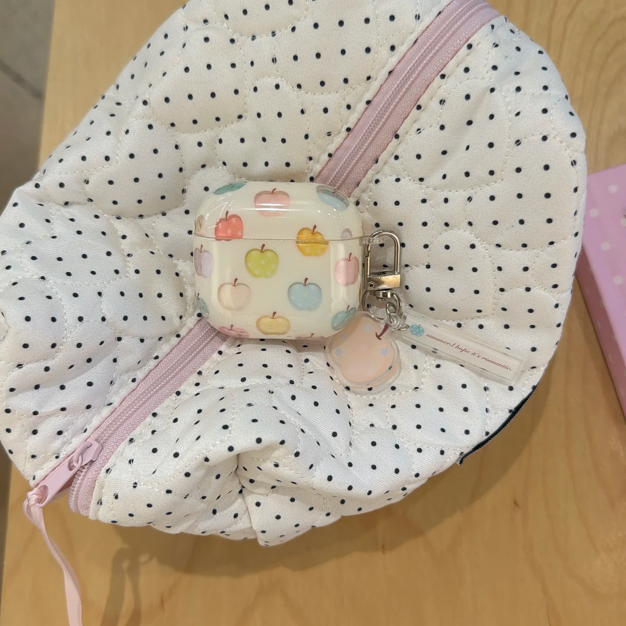 Fashion Simple Colorful Transparent Polka Dot Apple Pattern Beige Earphone Case Cover Case For AirPods 1 2 3 4 Pro Pro2 Pro3