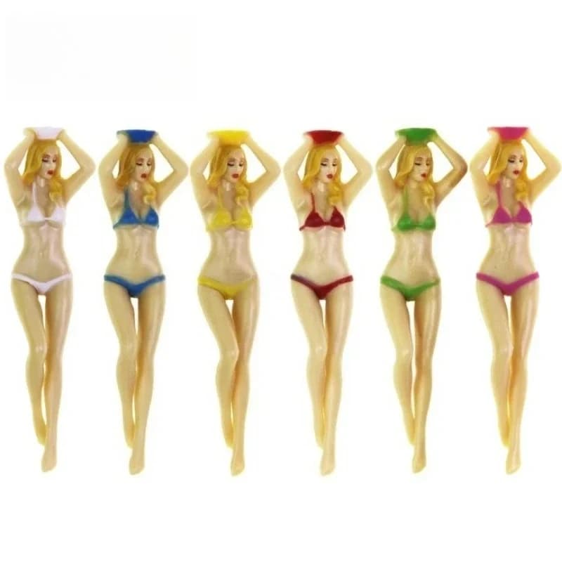 6 Pezzi Tee da Golf in Plastica a Forma di Modelli di Bikini Femminili, Modello TX006