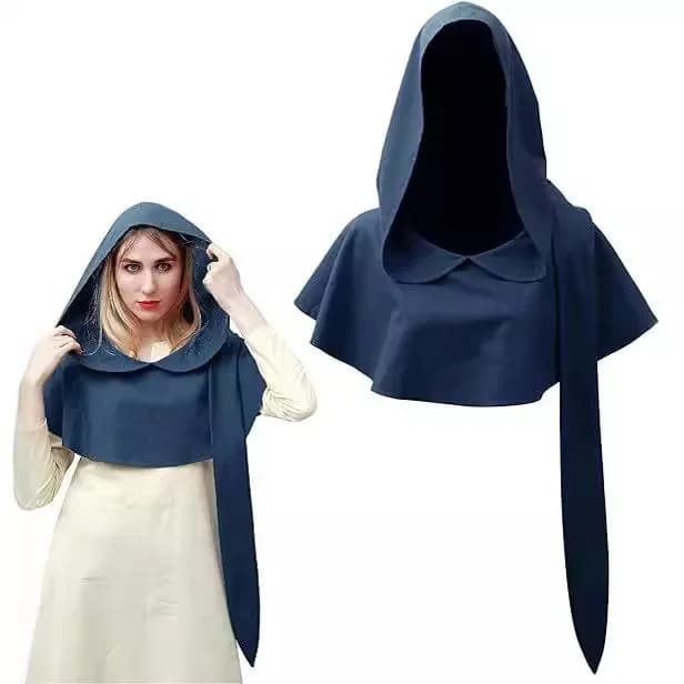 Long-tailed medieval hat with Celtic hood Vintage Liripipe Hooded mantle Renaissance linen cap for woman