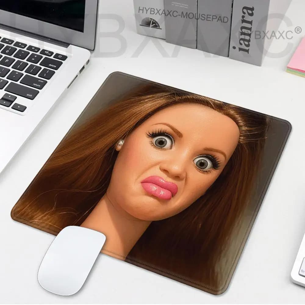 Cute funny Doll Face Mouse Pad 40X45 Computer Accessories Office Game Table Mats Rubber Anti-slip Mousepads Small XS Desk Pads