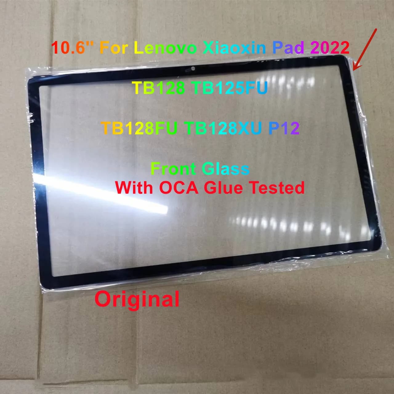Nuovo Originale 10.6 ''Per Lenovo Xiaoxin Pad 2022 TB128 TB125FU TB128FU TB128XU P12 Touch Screen Frontale In Vetro Con Colla OCA Testato
