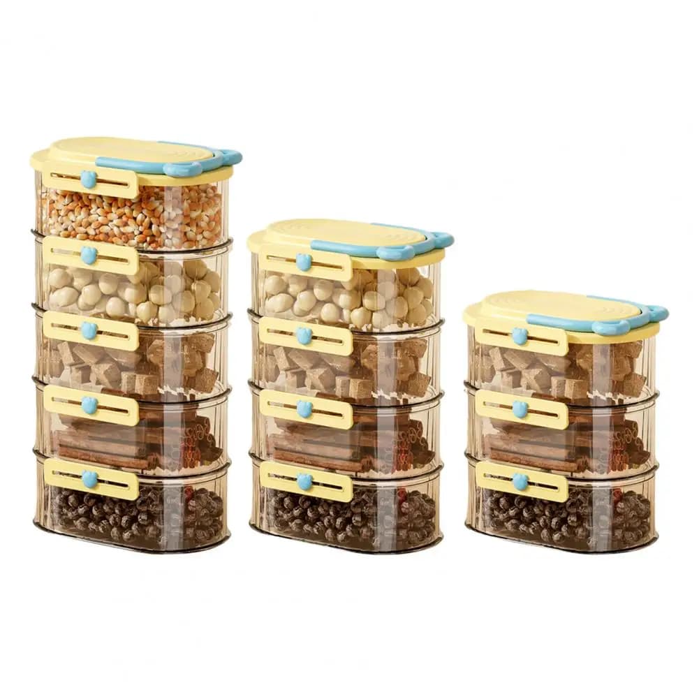 3/4/5 pezzi scellato barattolo impilato scatola di immagazzinaggio di spezie set design compatto trasparente contenitori di spezie organizzatore del cassetto delle spezie