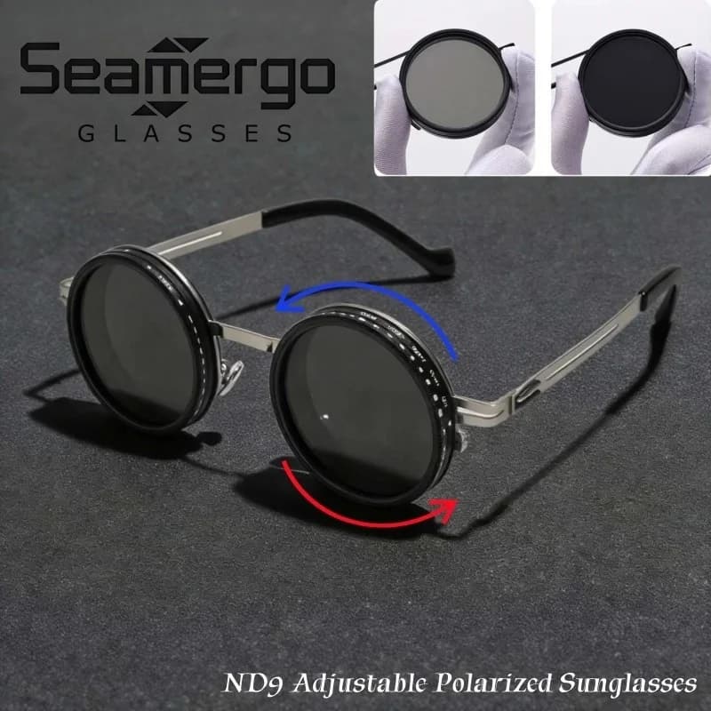 SEAMERGO Purely Handmade ND9 Adjustable Polarized Sunglasses Protect Against Strong Light for Sun Protection Fishing Traveling