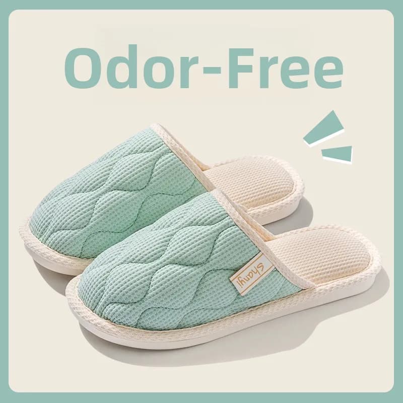 Men's Linen Slippers Anti-Slip Home Slippers Spring Autumn Winter Couples Indoor Slippers Comfortable Breathable Slip-On Shoes