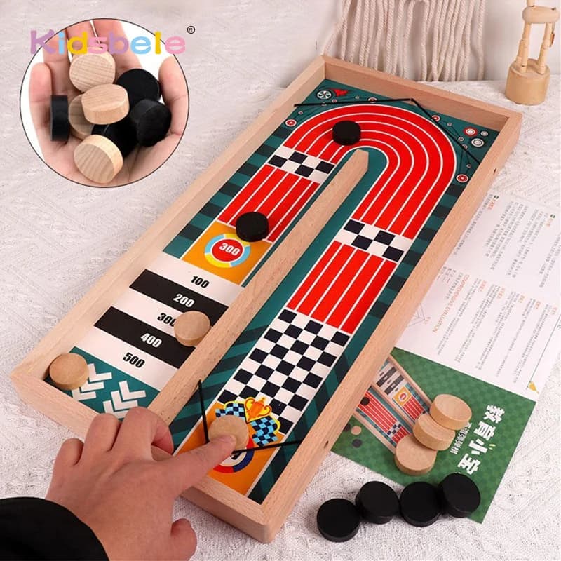 Set di giochi da tavolo in legno disco giocattolo Battle Table Game Winner Curling Game ideale per l'intrattenimento familiare per adulti giocattoli interattivi di scacchi