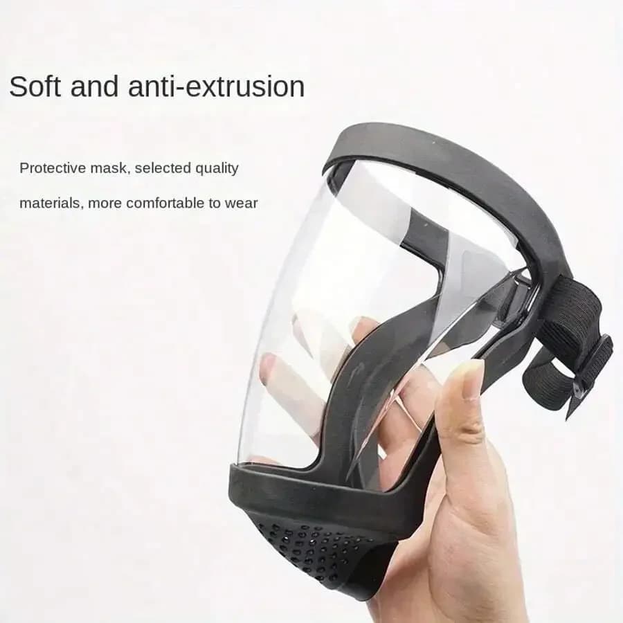 Maschera Protettiva Trasparente Integrale Antiappannamento Antipolvere Morbida e Confortevole da Indossare