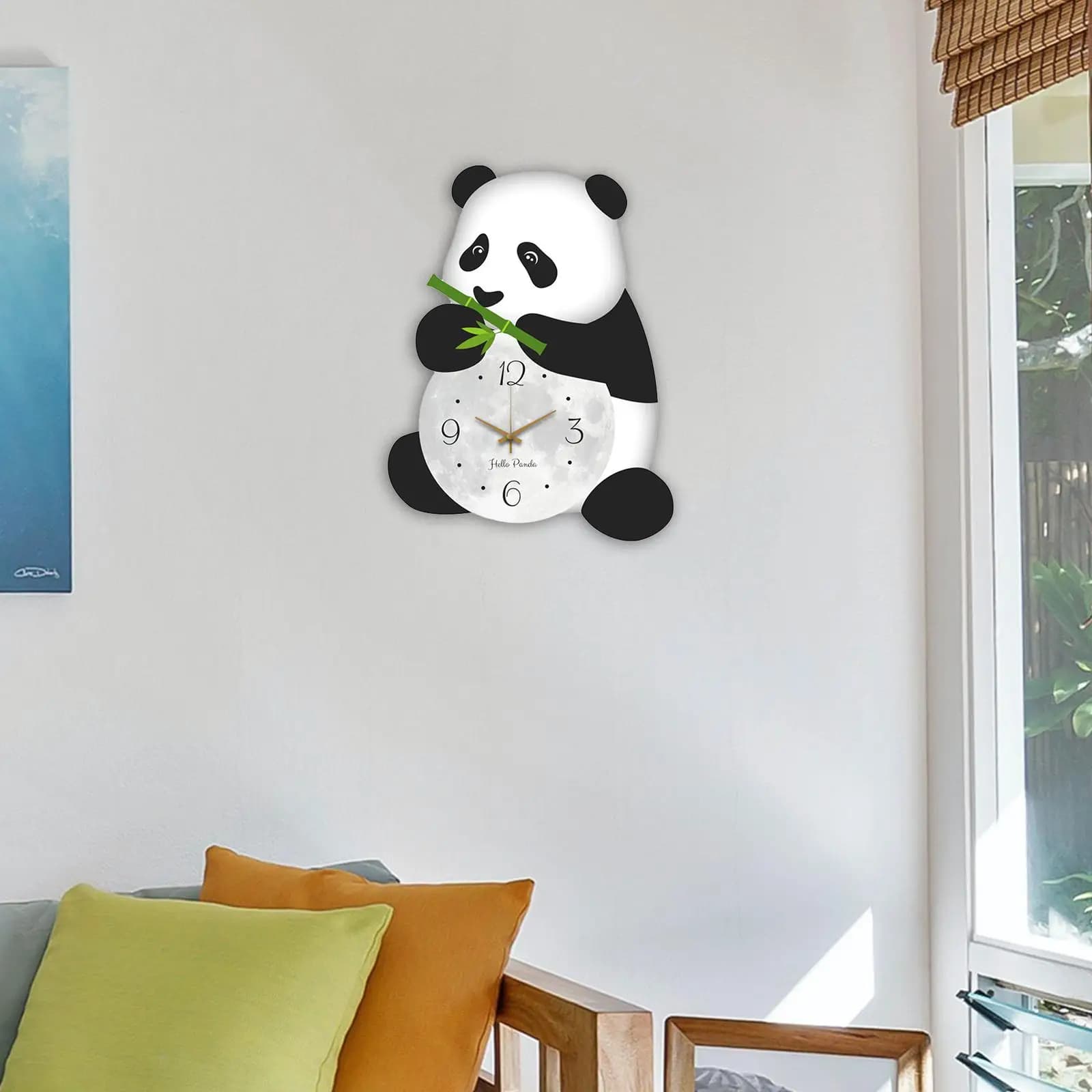 Orologio da parete Panda Orologio decorativo da appendere alla parete con simpatico cartone animato silenzioso per la camera dei bambini, camera da letto, soggiorno, cucina, decorazioni per la casa