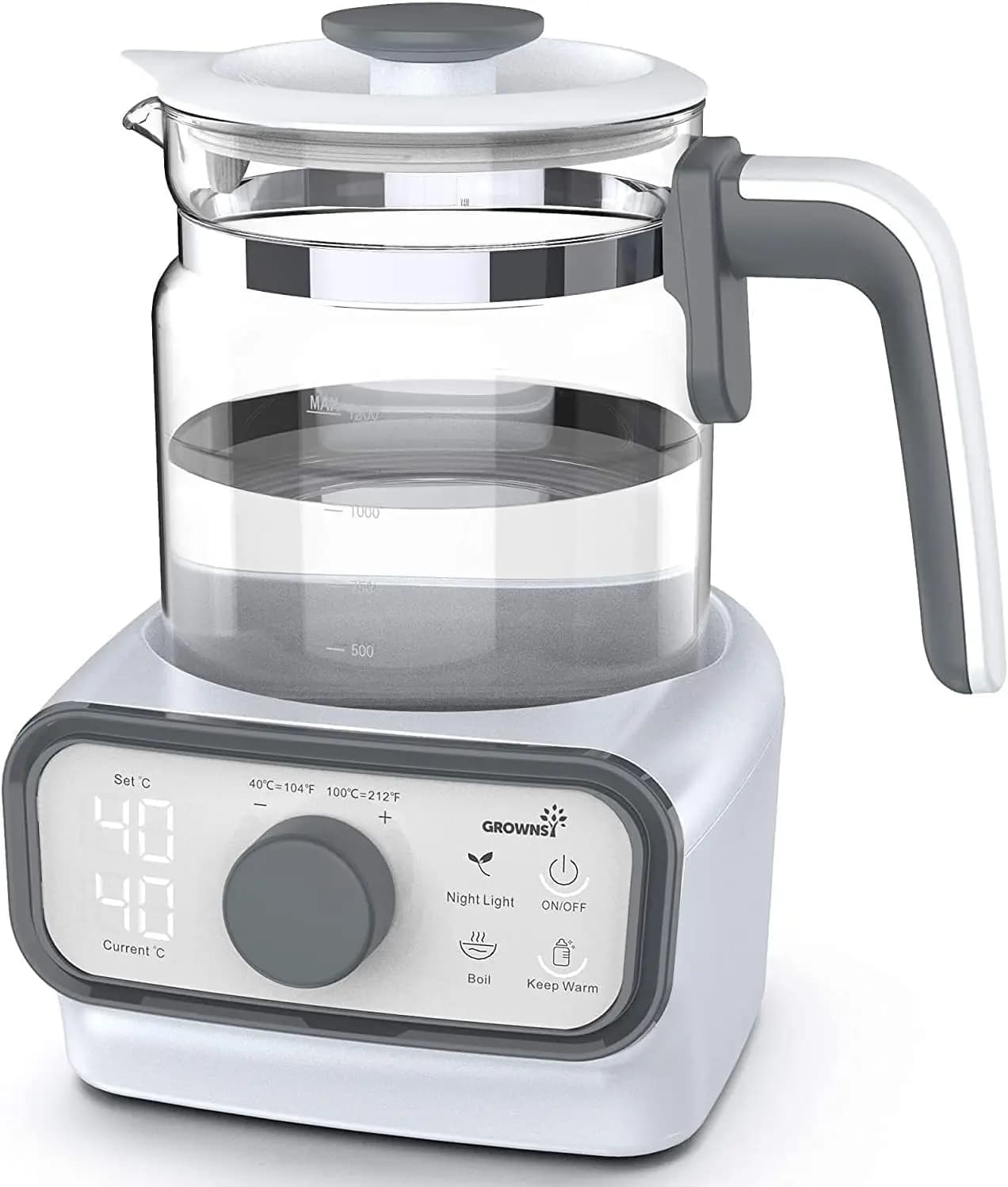 Bollitore Elettrico da 1.2L con Display LCD, Timer e Controllo Preciso della Temperatura per Latte Artificiale, Caffè, Tè - Riscaldatore Istantaneo