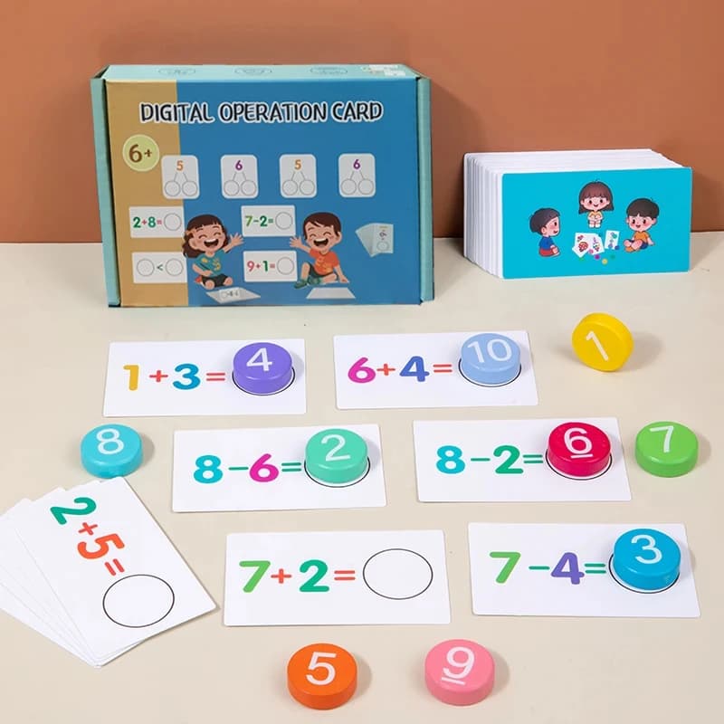 Giocattoli matematici Montessori per bambini Giochi di abbinamento di carte aritmetiche Addizione Sottrazione Giocattoli educativi precoci per contare parrocchetti per bambini