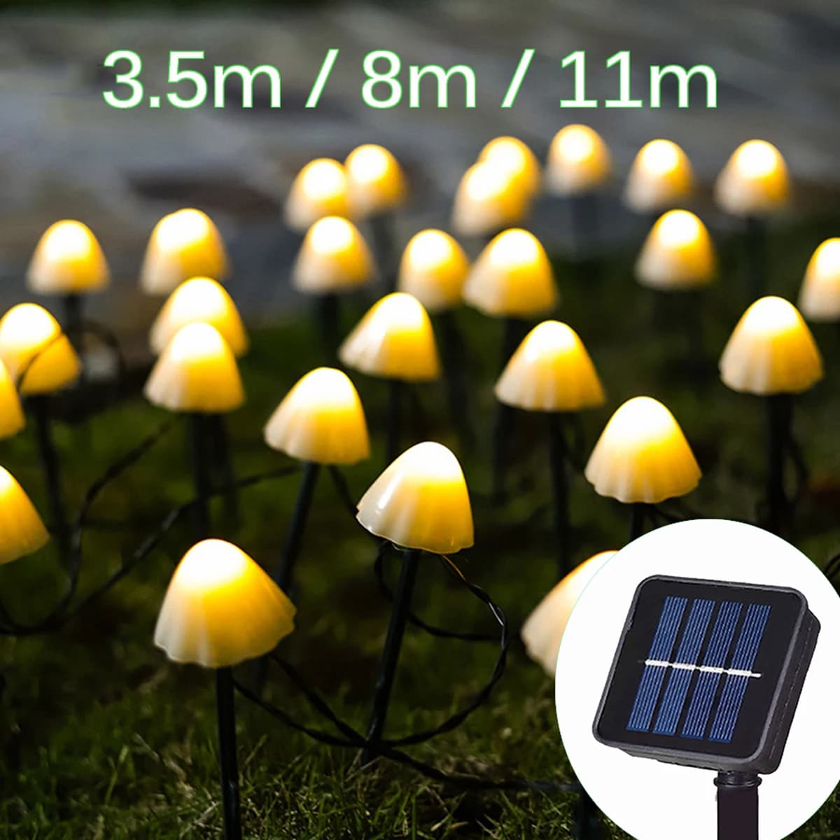 Ghirlanda LED per esterni Luci solari Fungo Paesaggio impermeabile Lampada a corda natalizia per la decorazione stradale del patio del giardino del prato