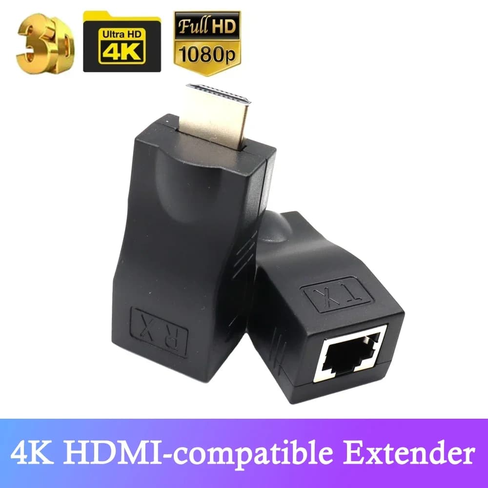 HDMI compatible Extender RJ45 4K Extender 30M HDMI compatible to RJ45 on Network Ethernet LAN Adapter Cat 5e/6
