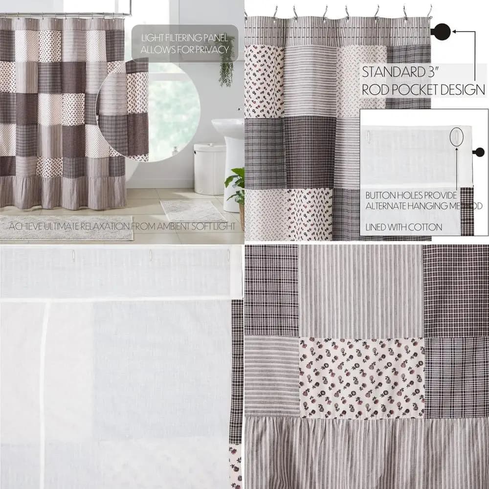 Tenda da doccia trapuntata floreale, 72 x 72