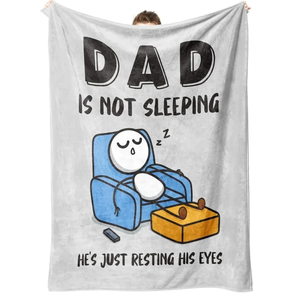 Dad's Gift Cover "No Sleeping Papa" Dad's Covered Soft Birthday Dad's Day Sofa Bed Office Travel Decorations for the Home Perfect Gift