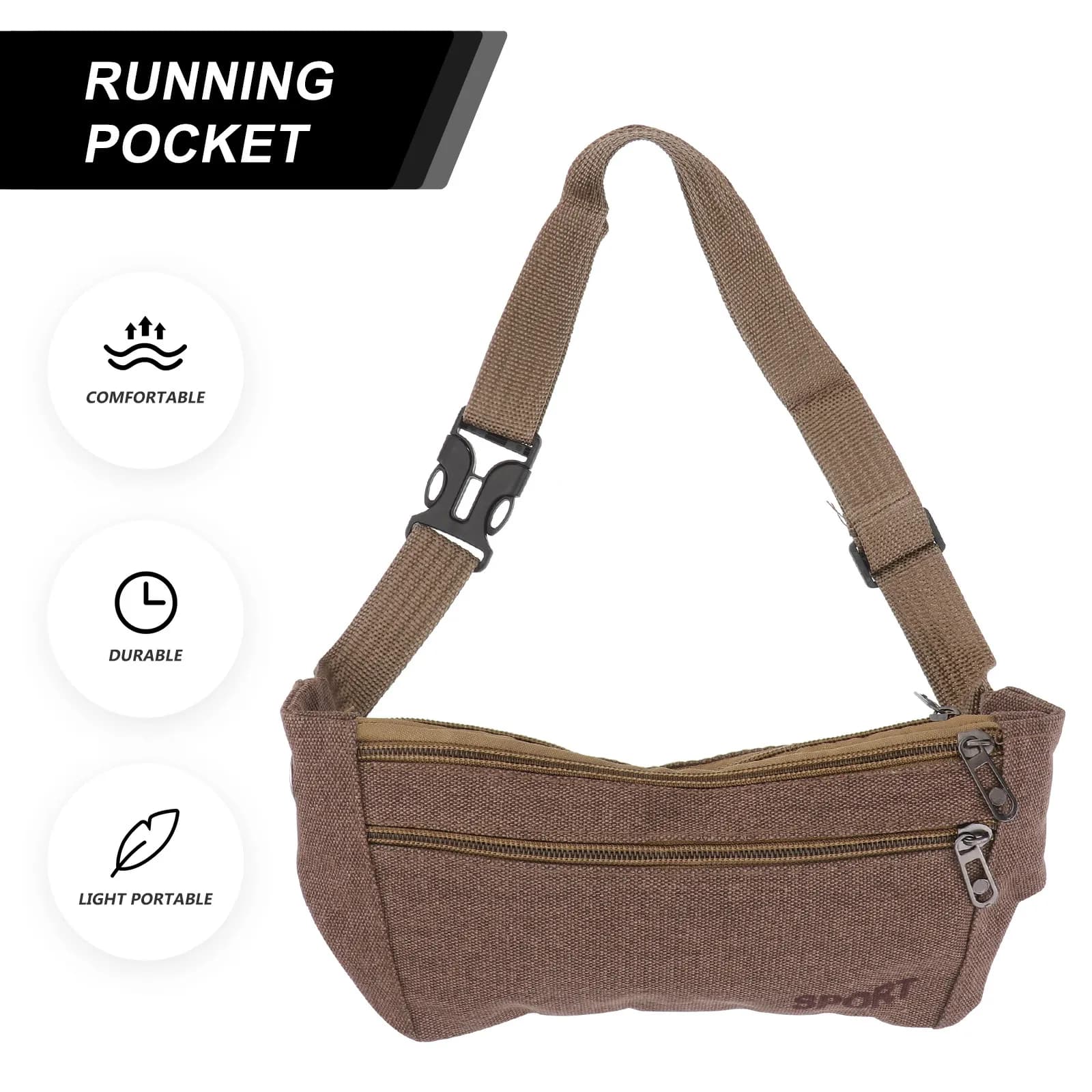 Waterproof Waist Pack Lightweight Running Hiking Riding Pocket Mobile Phone Pouch Adjustable Belt Coffee