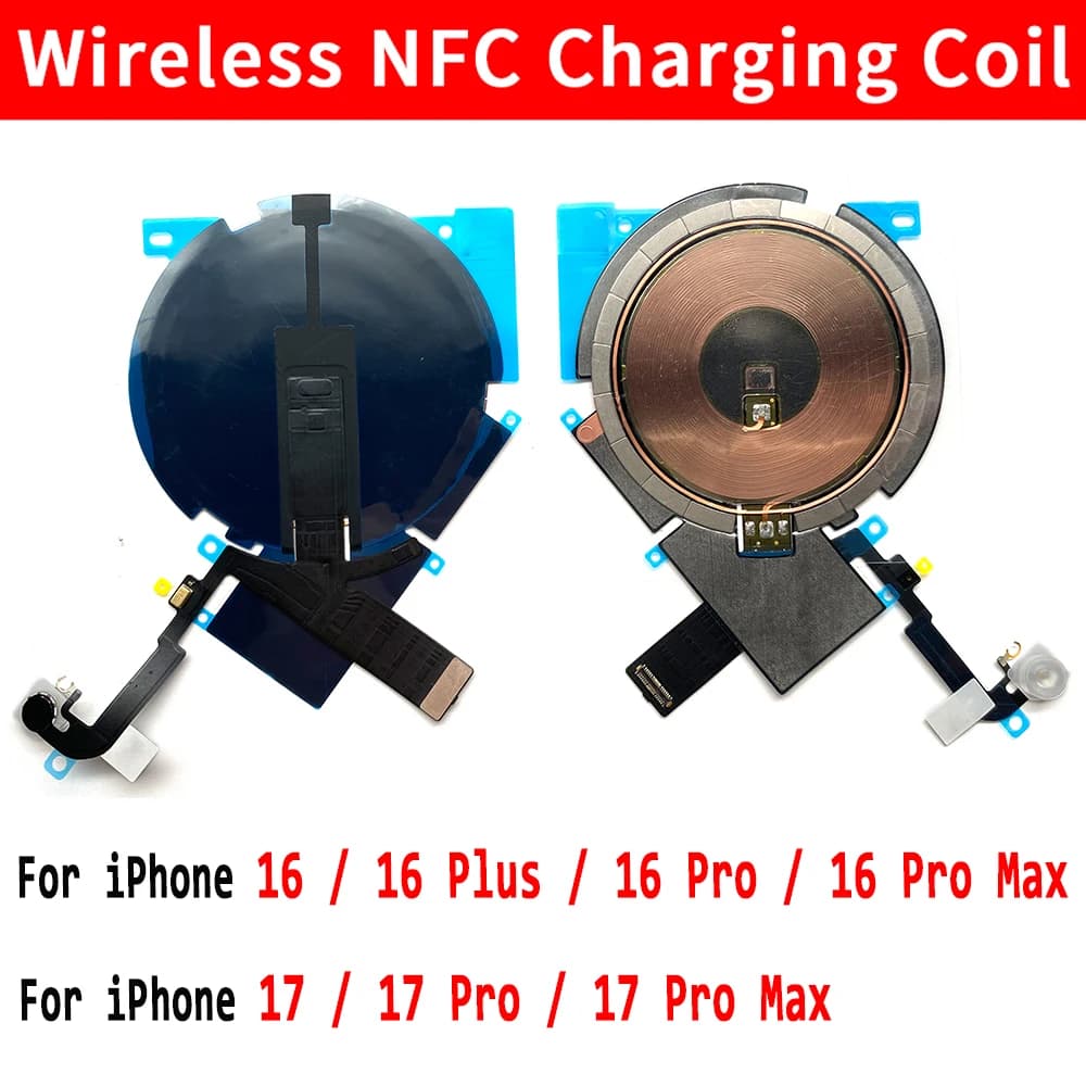 NUOVO Chip di Ricarica Wireless, Bobina NFC, Pannello Adesivo per Caricabatterie, Cavo Flessibile per Volume per iPhone 16 Plus 17 Pro Max