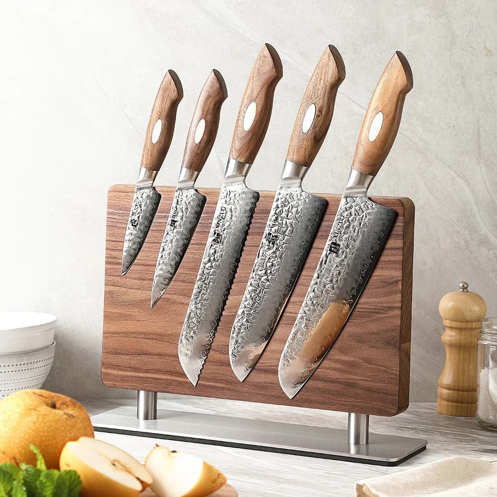 XINZUO solid walnut wood + support for stainless steel knives 430 kitchen supplies magnetic tool for double-sided knife holders