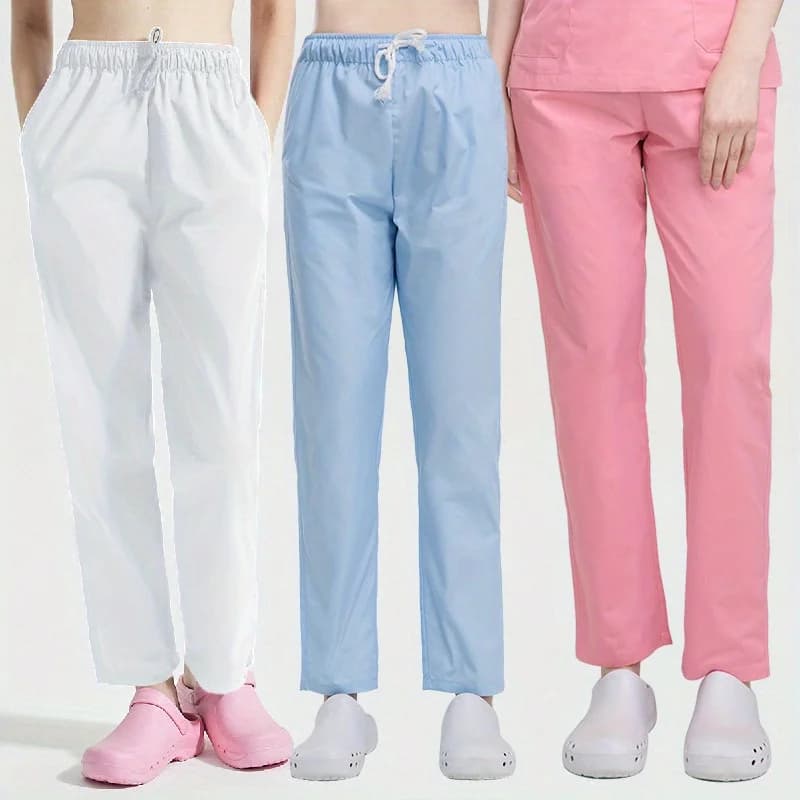Multi-Purpose Nurse Pants with Elastic Belt Tether Large Size for Dentist Lab Work