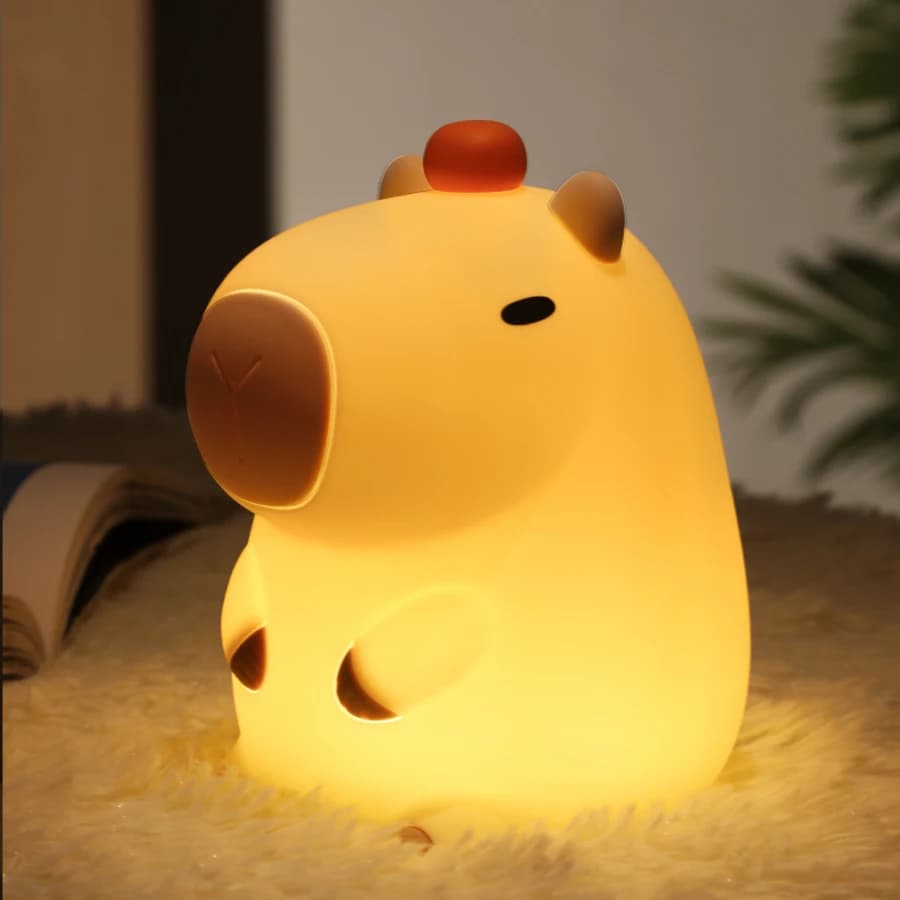 Simpatico capibara in silicone Luce notturna Luce notturna per bambini Regalo USB ricaricabile Animale Touch Lampada da comodino Funzione di temporizzazione