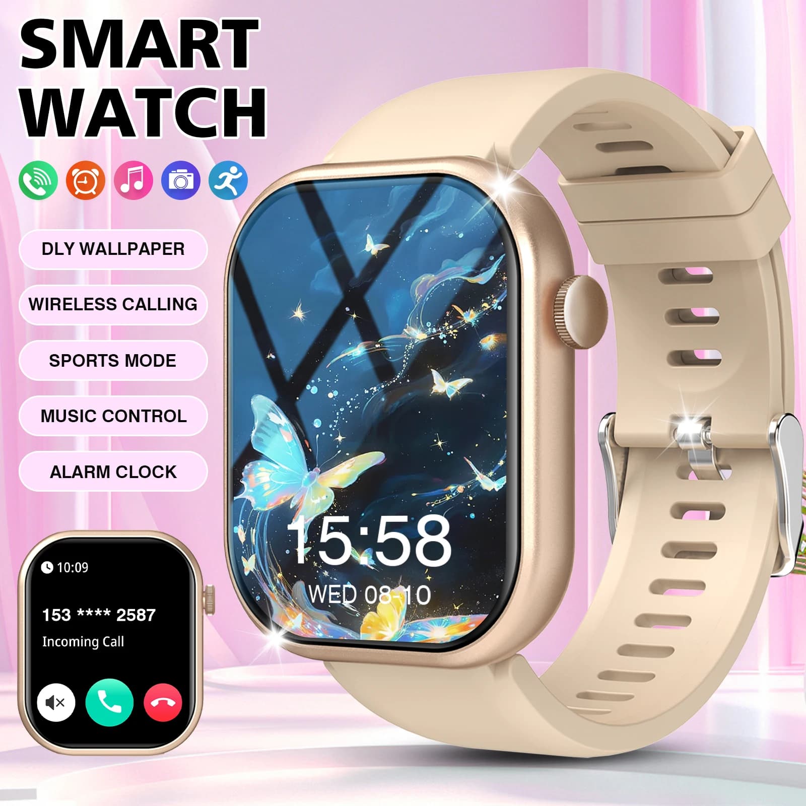New Smart Watch, HD Touchscreen, with Call Reminder/Multi-Dial/Multi-Sports Mode/Calendar/Weather Forecast/Alarm Reminder and More Functions, Compatible with Android and Iphone,Christmas/New Year/Birthday Watch Gift, Suitable for Family, Friends