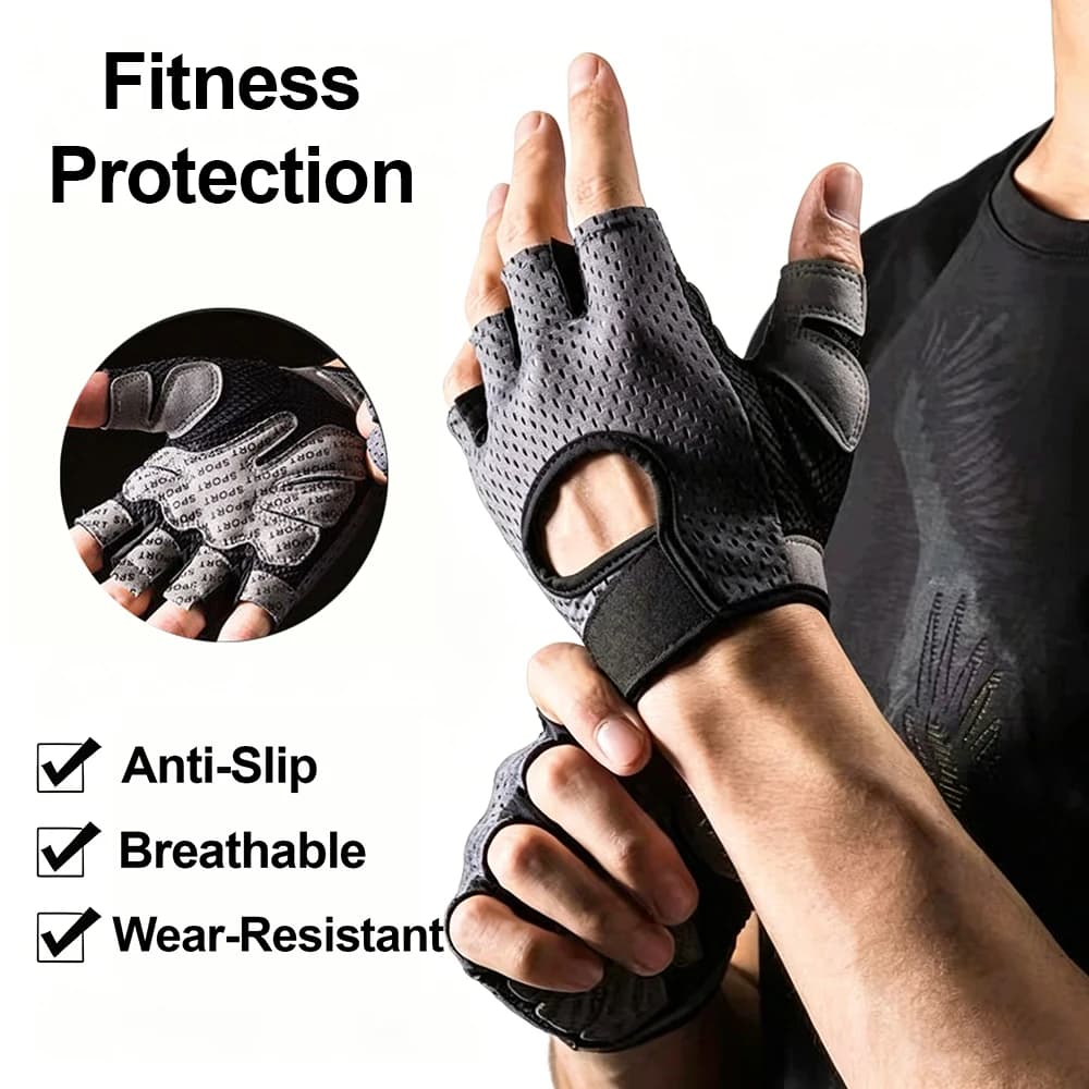 Guanti da Fitness per Ciclismo, Uomo e Donna, Senza Dita, Traspiranti, per Sollevamento Pesi, Leggeri, Anti-Blister