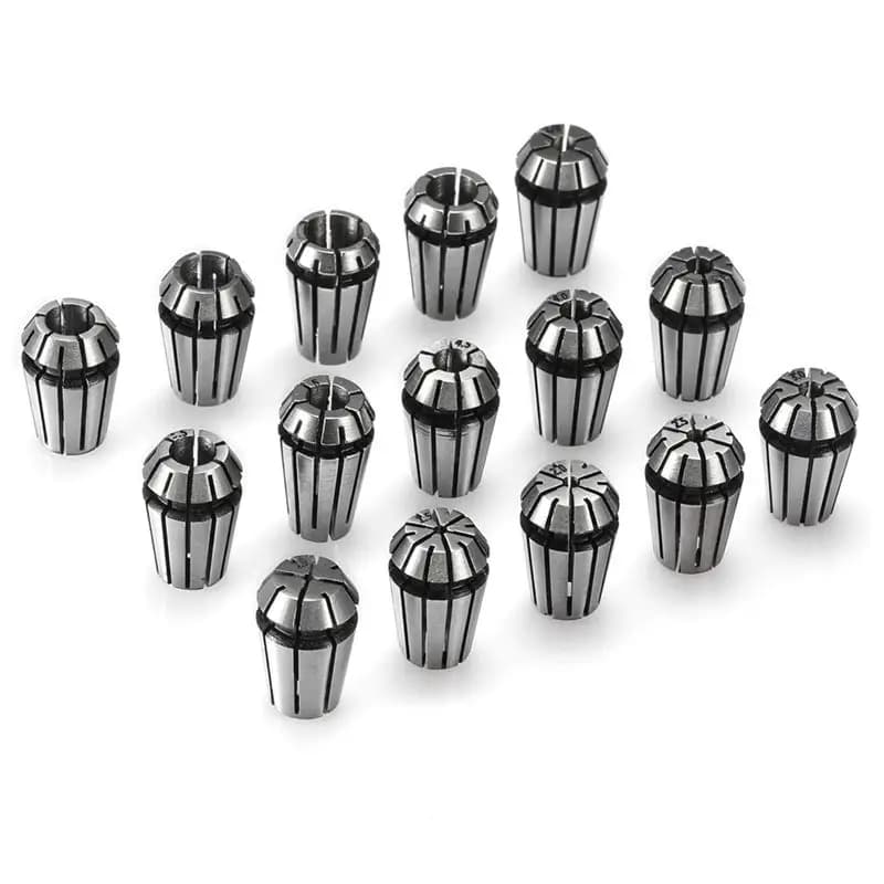15-piece ER11 A92P precision spring clamp set for CNC tools for engraving, milling and turning, from 1.0 mm to 7.0 mm and 1/4 inch, 1/8 inch