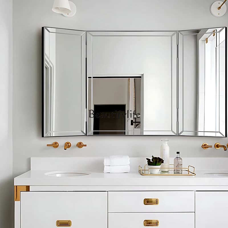 Specchio pieghevole americano triplo, specchio feng shui da parete per bagno francese, specchio da bagno