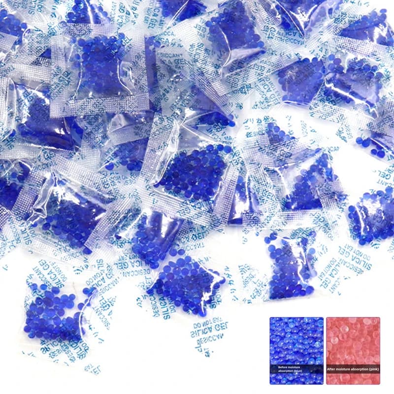 50/100 pz 1/3g Blu Gel di Silice Essiccante Pacchetto Deumidificatore Prodotti Elettronici Grado Industriale Cambiamento di Colore Essiccante