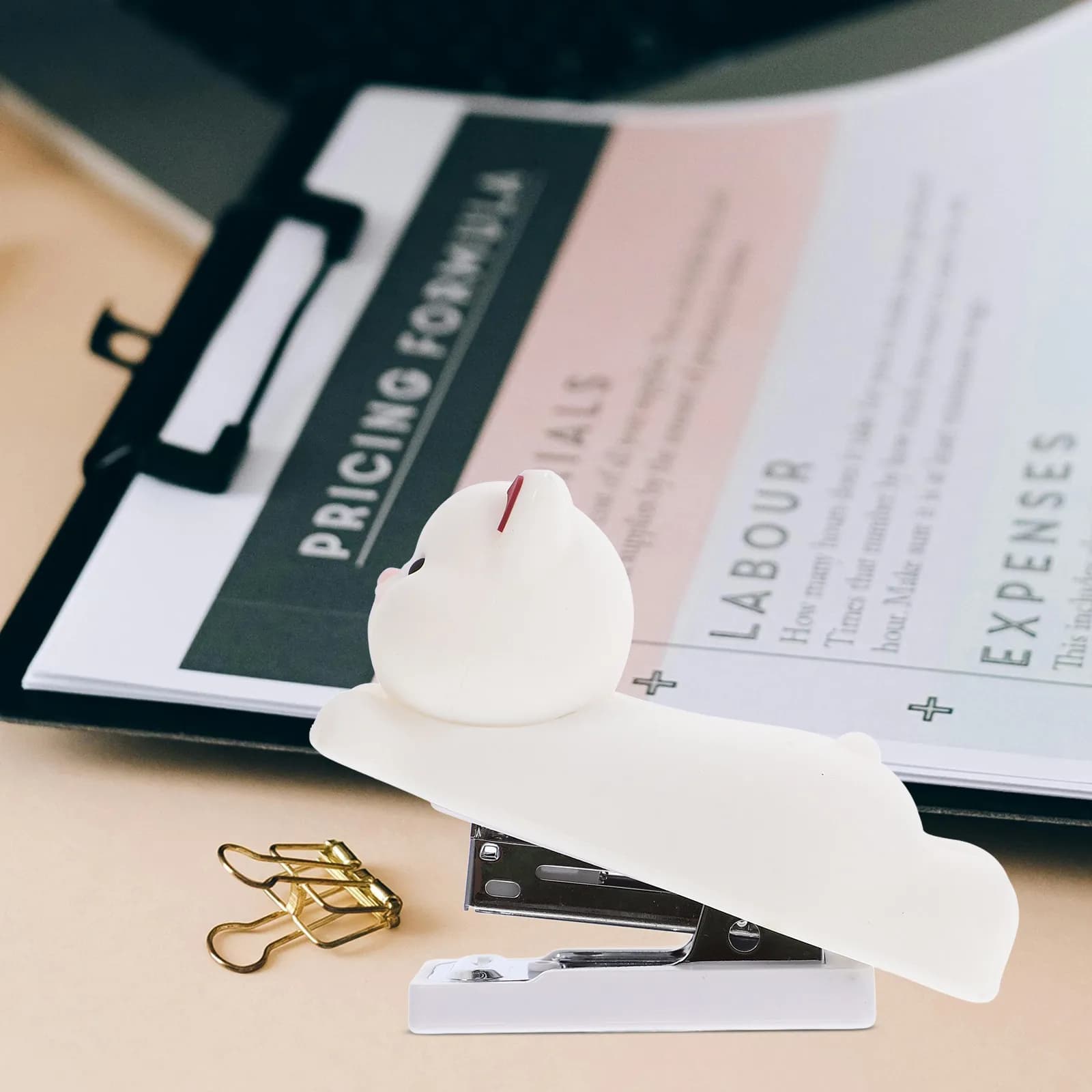 Piccolo Graffettatore in Silicone Bianco a Forma di Cane, Organizer da Scrivania, Forniture per Ufficio, per Aula, Casa, Scuola, Portatile e Decorativo