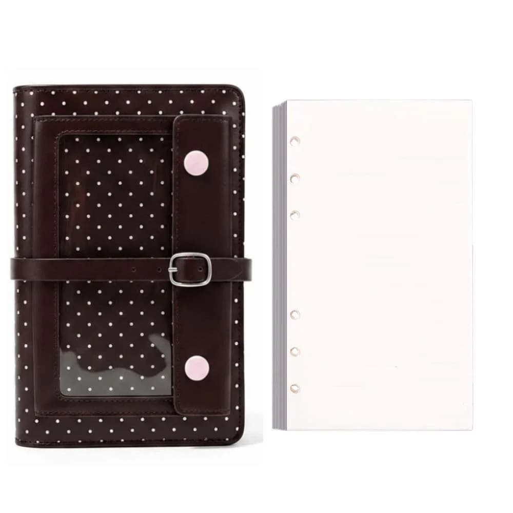 Six Ring A6 Binder Journal Portable Compact High Aesthetics Itabag Planner Notebook Sweet Kawaii Glossy Leather