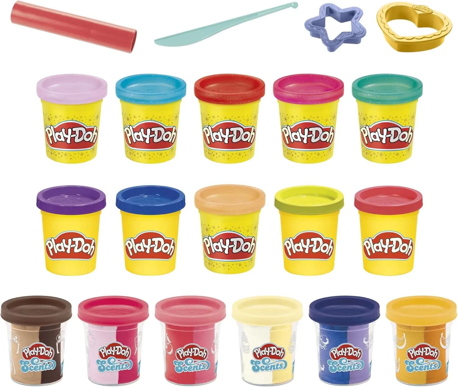 Set di 16 Barattoli di Pasta Modellabile con Strumenti, Profumata e Brillante, Non Tossica, per Bambini dai 3 Anni in Su